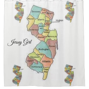 Carte du New Jersey comtés blanc Douche rideau