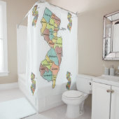 Carte du New Jersey comtés douches blanches rideau (En situation)