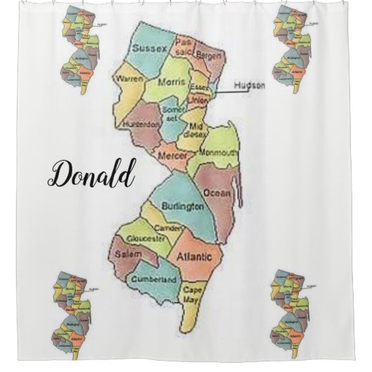 Carte du New Jersey comtés rideau de douche blanc (Devant)