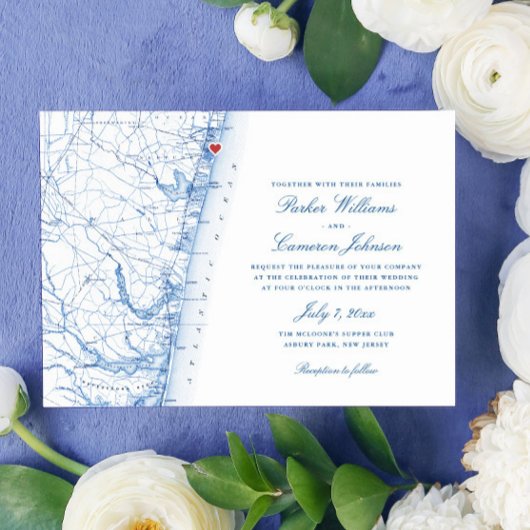 Carte du New Jersey d'Asbury Park Élégant Mariage