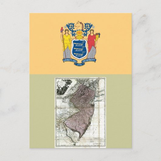 Carte du New Jersey et drapeau national (Devant)