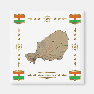 Carte du Niger + Magnet des drapeaux