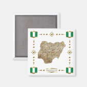 Carte du Nigeria + Magnet des drapeaux (Recto/Verso)