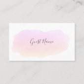 Carte du nom de l'invité de l'aquarelle rose doux (Dos)