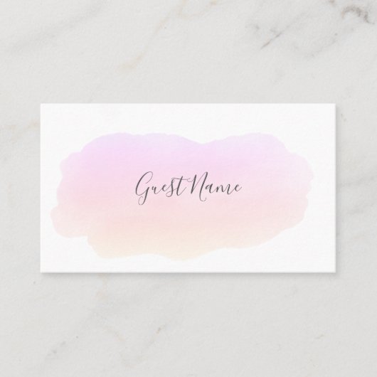 Carte du nom de l'invité de l'aquarelle rose doux (Devant)
