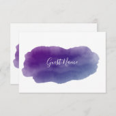 Carte du nom d'hôte de l'aquarelle violette (Devant / Derrière)