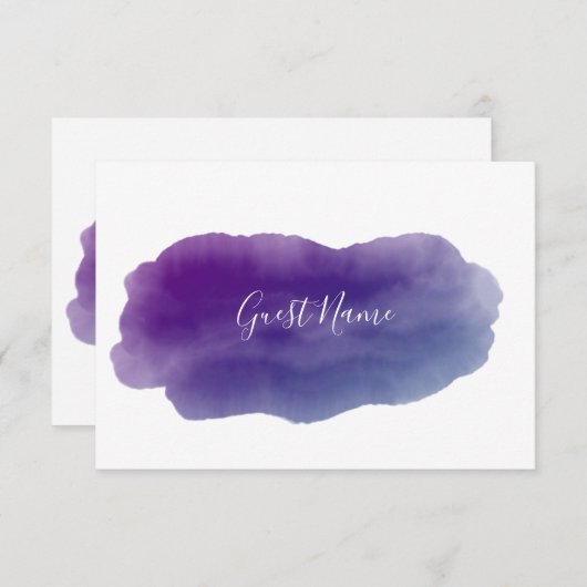 Carte du nom d'hôte de l'aquarelle violette (Devant / Derrière)