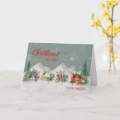 Carte Du nom personnalisé Village de Noël (Fleur jaune)