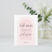 Carte du Nouvel An 2023 Fun Modern Script Arc Rose (Debout devant)