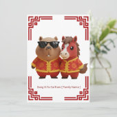 Carte du Nouvel An lunaire Capybara et Cheval (Debout devant)