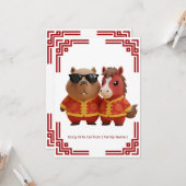 Carte du Nouvel An lunaire Capybara et Cheval (Devant/Arrière en situation)