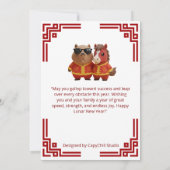 Carte du Nouvel An lunaire Capybara et Cheval (Dos)