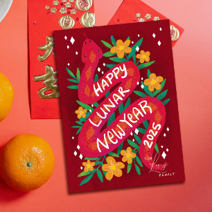 Carte du Nouvel An Lunaire de l'année rouge du ser