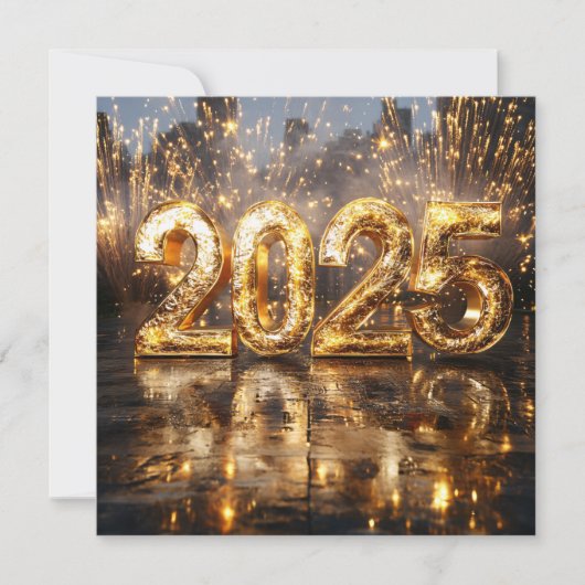 Carte du Nouvel An Sparkling Gold 2025 (Devant)