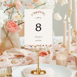 Carte du numéro de table du Mariage floral coloré<br><div class="desc">Célébrez votre amour avec le design coloré de la carte de Mariage floral, une fusion vibrante de charme romantique de conte de fées boho et d'élégante beauté botanique. Doté d'un agencement astucieux de fines fleurs d'aquarelle et d'un style sophistiqué, ce design évoque l'enchantement d'un jardin fleuri, parfait pour les mariages...</div>