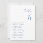 Carte du numéro de table du siège bleu côtier CAPE (Devant)