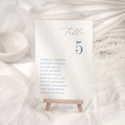 Carte du numéro de table du siège bleu côtier CAPE