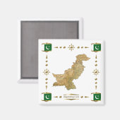 Carte du Pakistan + Magnet des drapeaux (Recto/Verso)