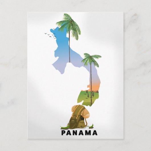 Carte du Panama Impression d'affiche illustrée de  (Devant)