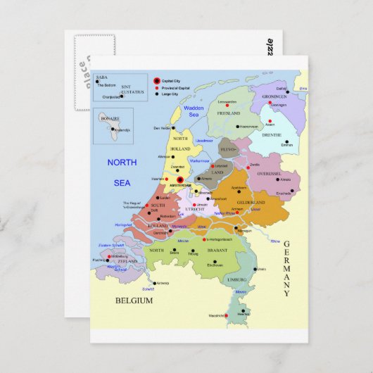 Carte du Pays-Bas (Devant / Derrière)