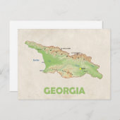 Carte du pays de Géorgie carte postale (Devant / Derrière)