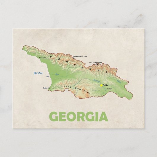 Carte du pays de Géorgie carte postale (Devant)