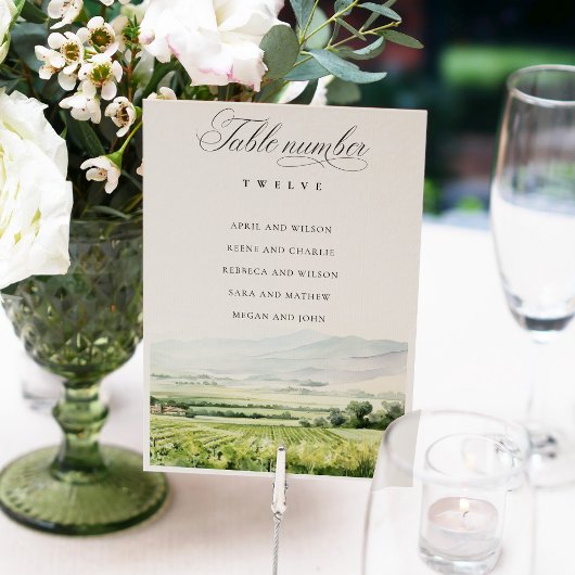 Carte du paysage de vignoble aquarelle moderne