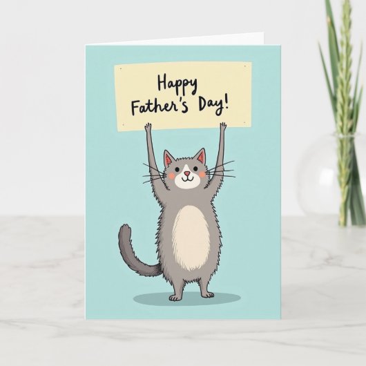 Carte du père chat gris charmant (Devant)