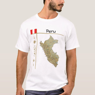 Carte du Pérou + Drapeau + Titre T-shirt