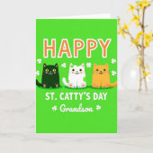 Carte du petit-fils Chats verts (Fleur jaune)