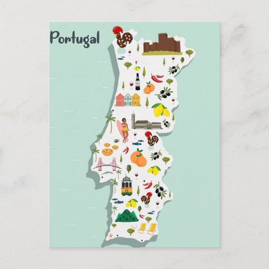 Carte du Portugal illustrée (Devant)