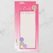 Carte du programme Bat mitzvah sucré Candy (Devant / Derrière)