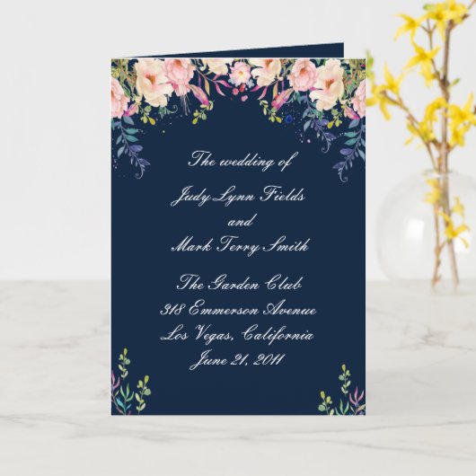 Carte du programme botanique rose d'élégance moder (Fleur jaune)