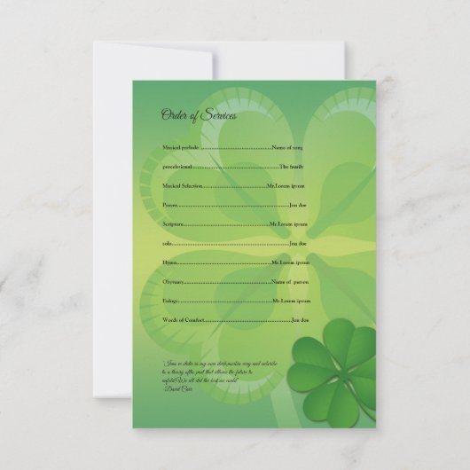 Carte du programme commémoratif (Dos)