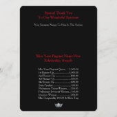 Carte du programme de bal Miss America Silver Crow (Dos)