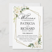 Carte du programme de cérémonie de Mariage Floral  (Devant)