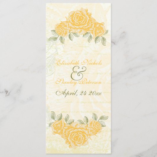 Carte du programme de cérémonie des mariages de ro (Devant)