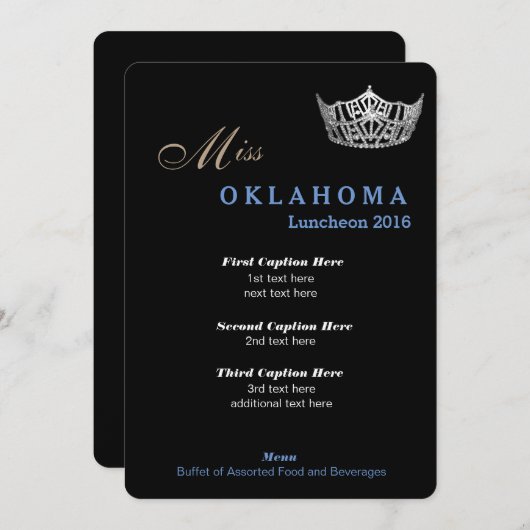 Carte du programme de déjeuner du concours (Devant / Derrière)