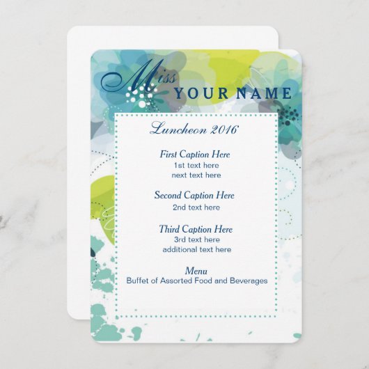 Carte du programme de déjeuner du concours floral  (Devant / Derrière)