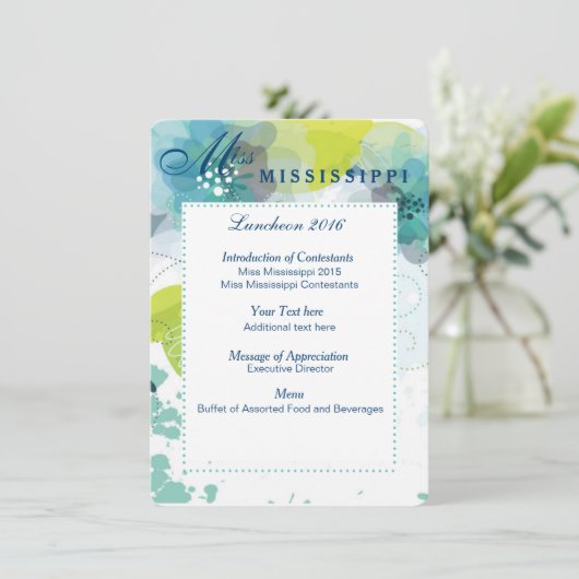 Carte du programme de déjeuner du concours floral  (Debout devant)