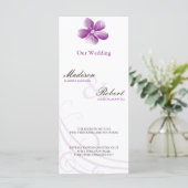 Carte du programme de mariage à l'aquarelle violet (Debout devant)