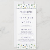 Carte du programme de mariage aux fleurs jaunes bl (Devant)