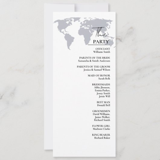 Carte du programme de mariage bleu marine (Dos)