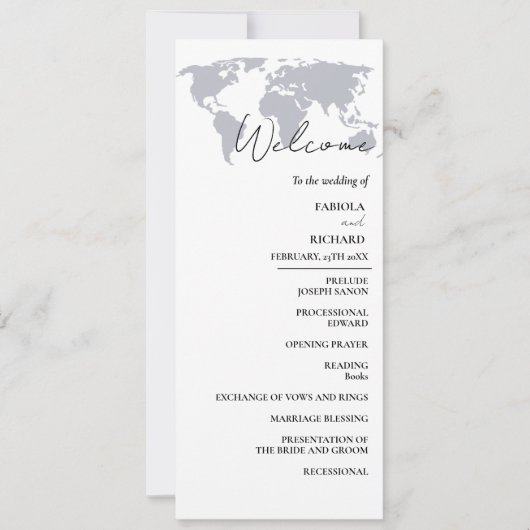 Carte du programme de mariage bleu marine (Devant)