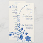 Carte du programme de mariage bleu rustique (Devant / Derrière)