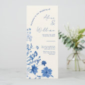 Carte du programme de mariage bleu rustique (Debout devant)