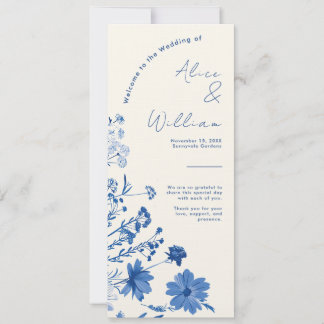 Carte du programme de mariage bleu rustique