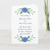 Carte du programme de mariage Blue Floral Foliage (Devant)