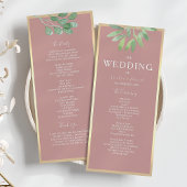 Carte du programme de mariage botanique Dusty Rose