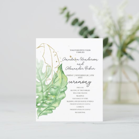 Carte du programme de mariage budgétaire. (Debout devant)